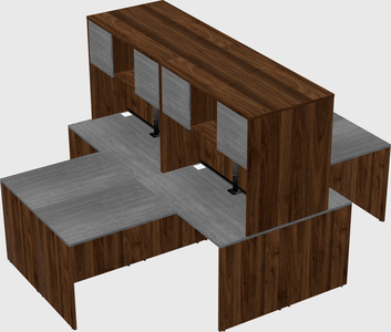 Quad l-shaped office desks