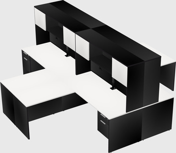 Quad l-shaped office desks