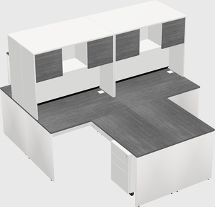 Quad l-shaped office desks