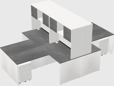 Quad l-shaped office desks