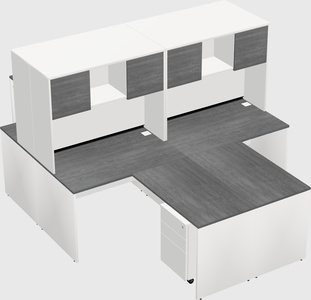 Quad l-shaped office desks