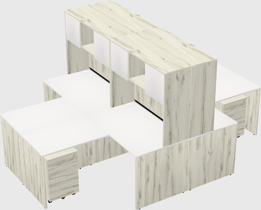 Quad l-shaped office desks