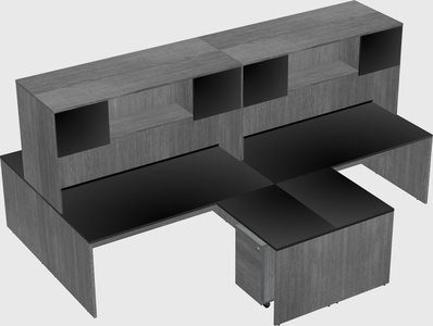 Quad l-shaped office desks