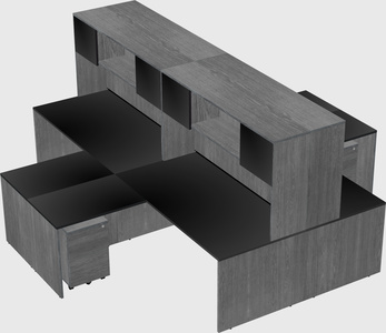 Quad l-shaped office desks