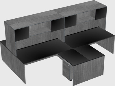 Quad l-shaped office desks