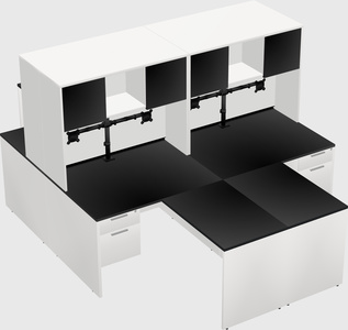 Quad l-shaped office desks