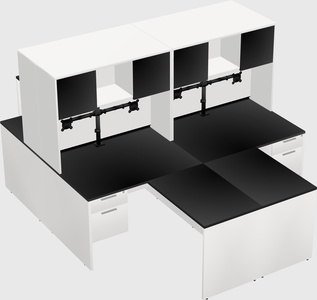 Quad l-shaped office desks