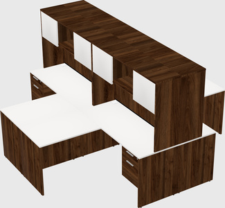 Quad l-shaped office desks