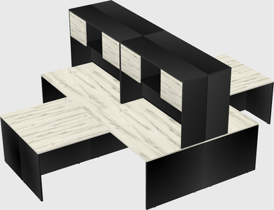 Quad l-shaped office desks