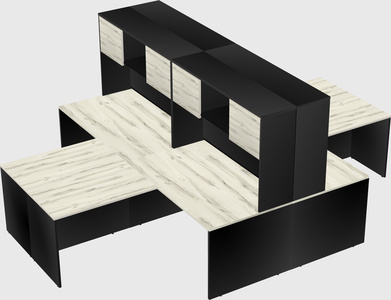 Quad l-shaped office desks