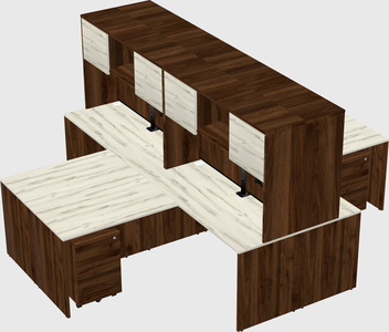 Quad l-shaped office desks