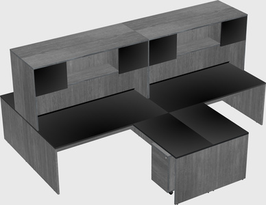 Quad l-shaped office desks