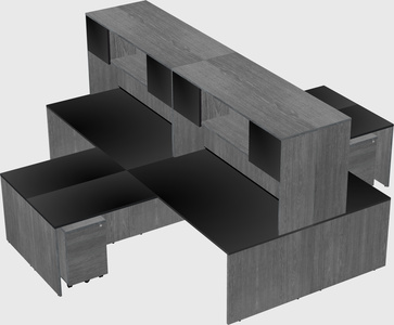 Quad l-shaped office desks