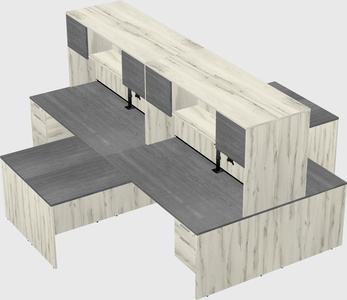 Quad l-shaped office desks