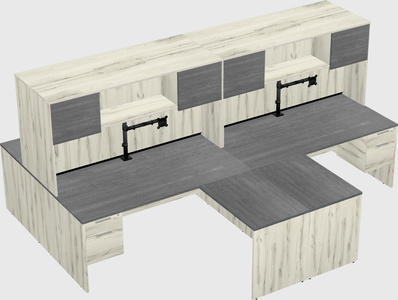 Quad l-shaped office desks