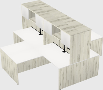 Quad l-shaped office desks