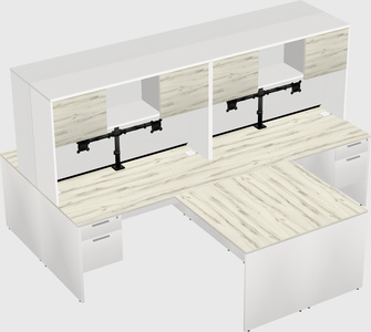 Quad l-shaped office desks