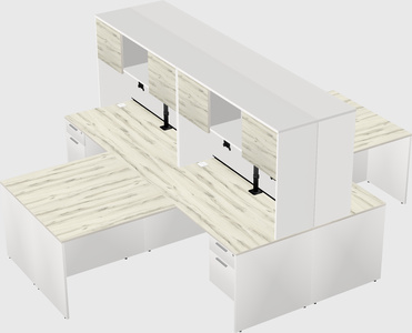 Quad l-shaped office desks