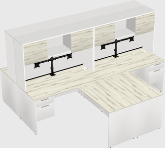 Quad l-shaped office desks