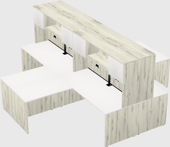 Quad l-shaped office desks