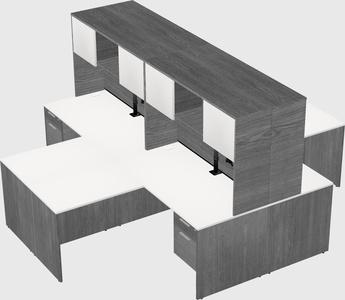 Quad l-shaped office desks