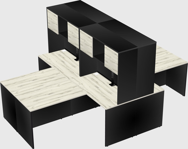 Quad l-shaped office desks