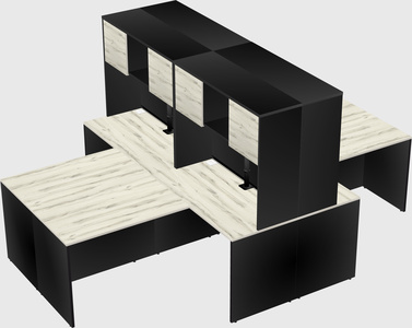 Quad l-shaped office desks
