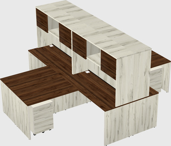 Quad l-shaped office desks