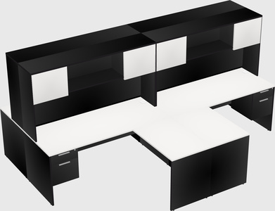 Quad l-shaped office desks