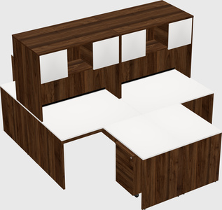 Quad l-shaped office desks