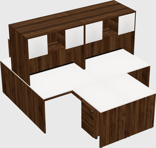 Quad l-shaped office desks