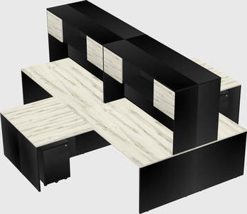 Quad l-shaped office desks