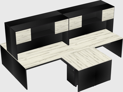 Quad l-shaped office desks