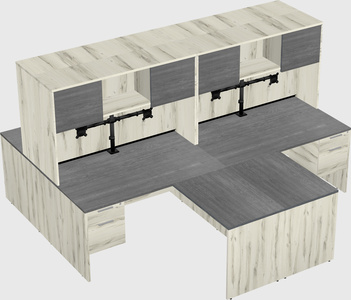 Quad l-shaped office desks