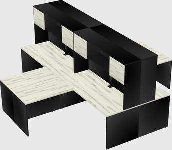 Quad l-shaped office desks