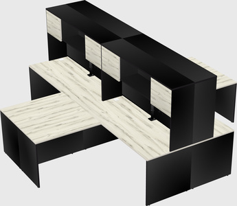 Quad l-shaped office desks