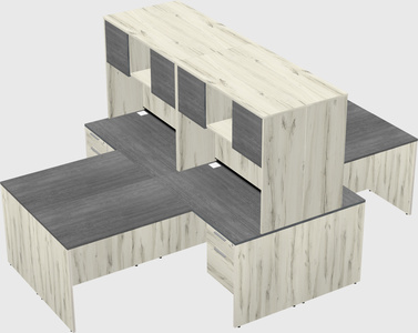 Quad l-shaped office desks
