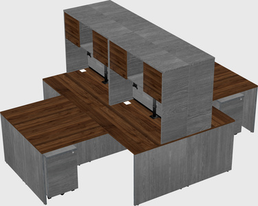 Quad l-shaped office desks