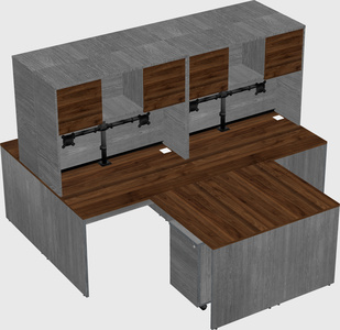 Quad l-shaped office desks