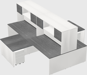 Quad l-shaped office desks