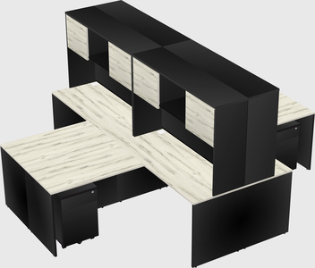 Quad l-shaped office desks