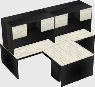 Quad l-shaped office desks