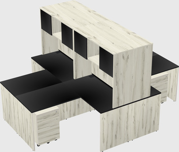 Quad l-shaped office desks
