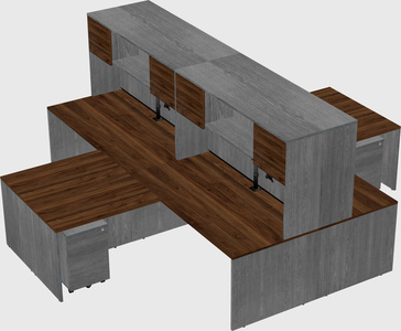 Quad l-shaped office desks