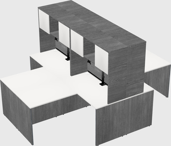 Quad l-shaped office desks