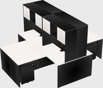 Quad l-shaped office desks