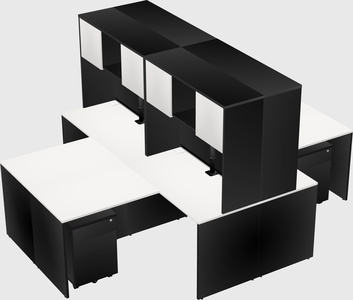 Quad l-shaped office desks