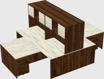 Quad l-shaped office desks