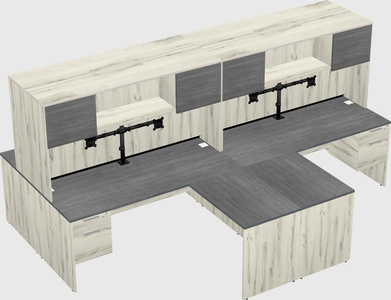 Quad l-shaped office desks