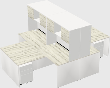 Quad l-shaped office desks